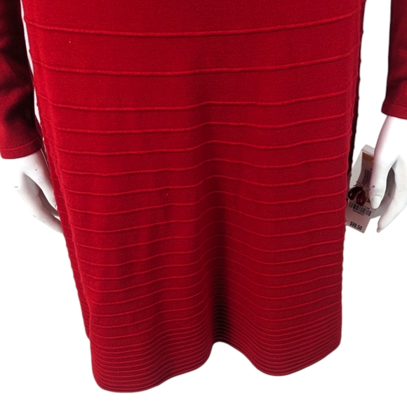 INC Macys Stretch Knit Fit & Flare Dress NEW Womens Medium Red Long Sleeve - Picture 6 of 10